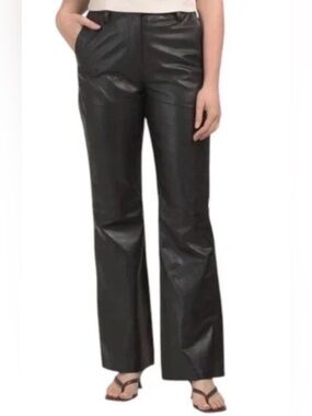 Bod & Christensen Veritas flared Black Pants 100% leather Sz 8 NWT